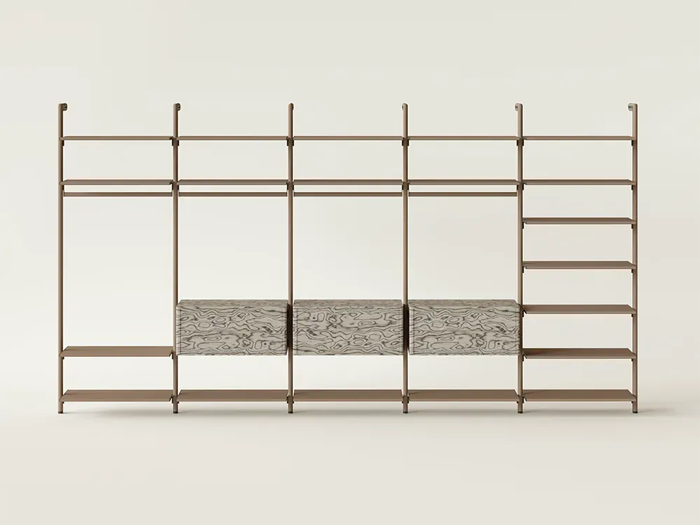 Гардеробная система ELEGANTE — секция для одежды с LED-подсветкой